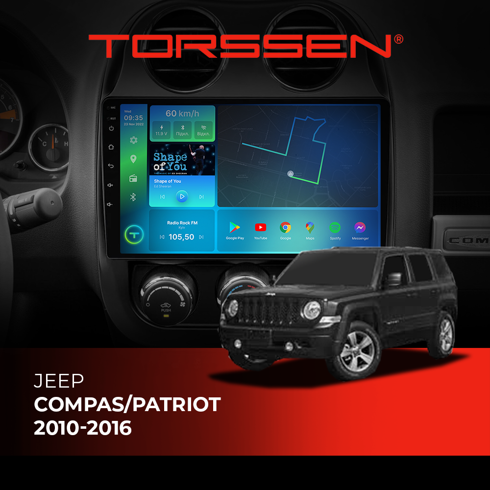 Штатна магнітола Torssen Jeep Compas/Patriot 10-16 F108256 4G Carplay