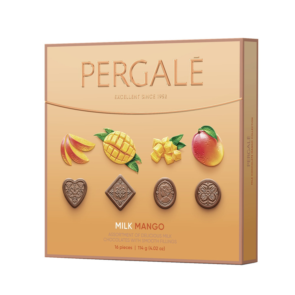 Набір шоколадних цукерок PERGALĖ Mango з молочним шоколадом 114g, фото 1