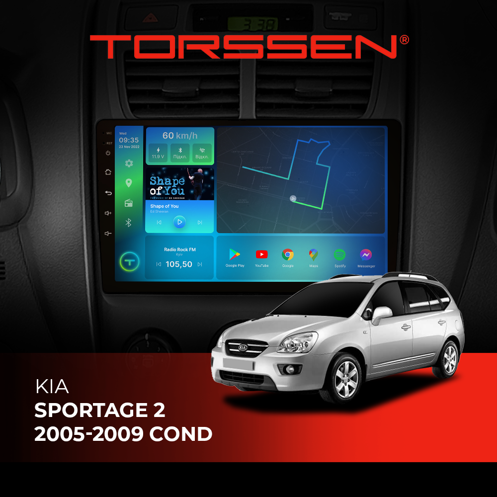Штатна магнітола Torssen Kia Sportage 2 05-09 conditioneer F98256 4G Carplay DSP
