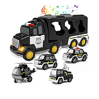 Ігровий набір машинок TEMI P100 музичний трак з машинками "Поліція"