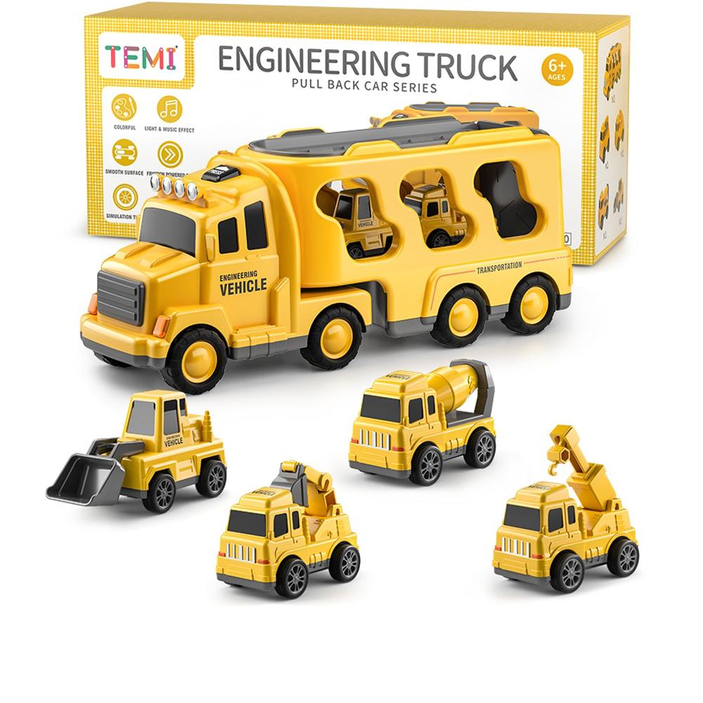 Ігровий набір машинок TEMI K600-30 музичний трак з машинками "Будівельна техніка"