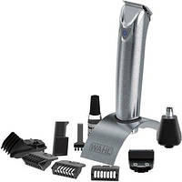Wahl Тример Stainless Steel, акум., роторний мотор, насадок-9, чохол, гребінець, сталь, сірий