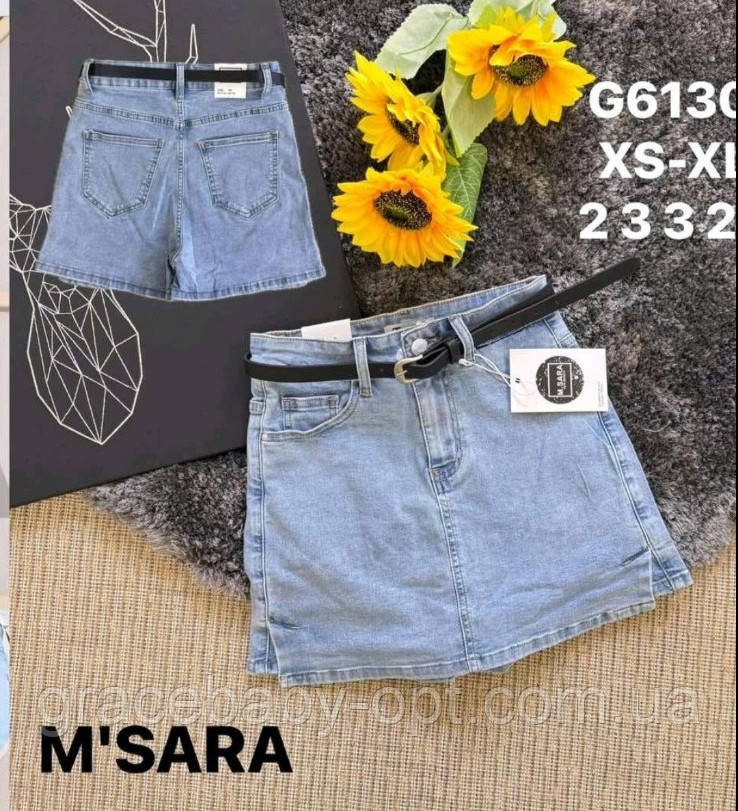 Спідниця-шорти джинсова жіноча оптом, XS-XL рр., № Nk-G6130, фото 1