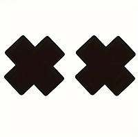 Еротичні наліпки на соски Чорні хрестики 2 шт одноразові