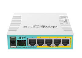 MikroTiK Маршрутизатор hEX PoE 5xGE/PoE, 1xSFP, 1xUSB, RouterOS L4