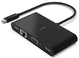 Belkin Адаптер USB-C — Ethernet, HDMI, VGA, USB-A, black