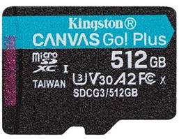 Kingston Canvas Go! Plus microSD[Карта пам'яті microSD 512GB C10 UHS-I U3 A2 R170/W90MB/s]