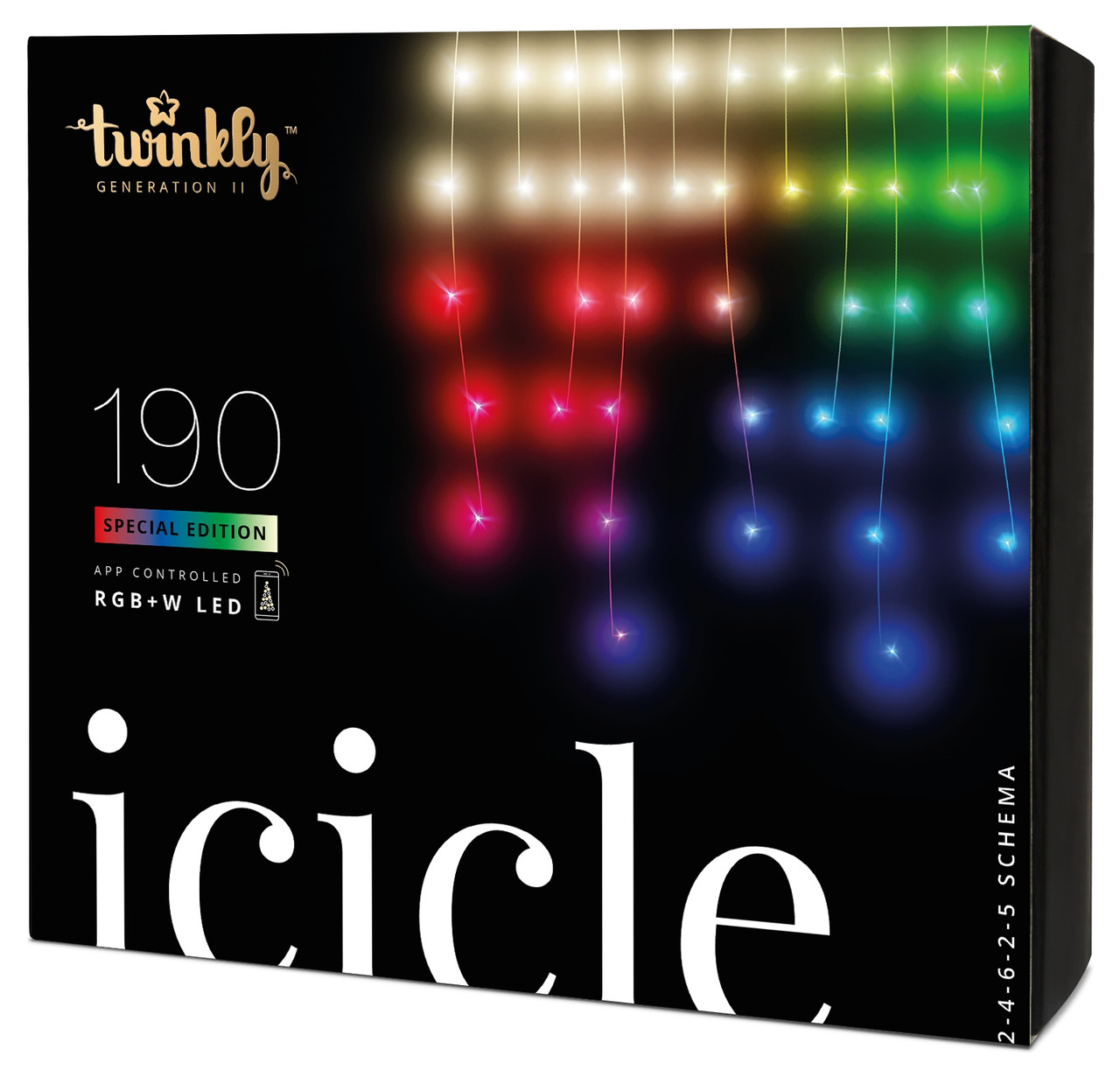 Twinkly Smart LED Гірлянда Twinkly Icicle RGBW 190, Gen II, IP44, довжина 5м, кабель прозорий