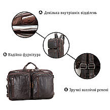 Сумка чоловіча Vintage 14106 трансформер Коричнева, фото 4