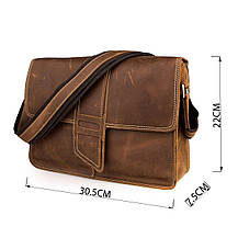 Сумка чоловіча Vintage 14231 в вінтажному стилі Коричнева, фото 3