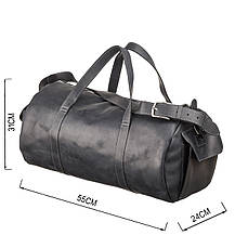 Сумка дорожня Grande Pelle 11046 з вінтажній шкіри Чорна, фото 3