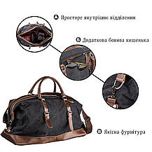 Дорожня сумка текстильна велика Vintage 20166 Чорна, фото 5