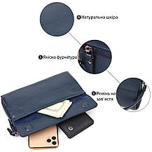 Чоловічий клатч з натуральної шкіри CANPELLINI 21550 Синій, фото 4