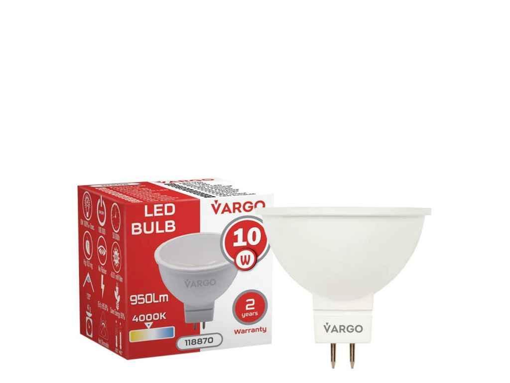 Лампа світлодіодна для стелі 10W GU5,3 MR16 4000К 220V (V-118870) ТМ VARGO