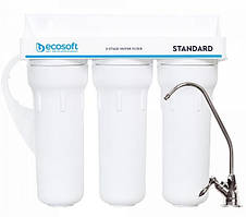 Ecosoft Фільтр проточний тристадійний Standard, покращений комплект картриджів з Ecomix, кран капля