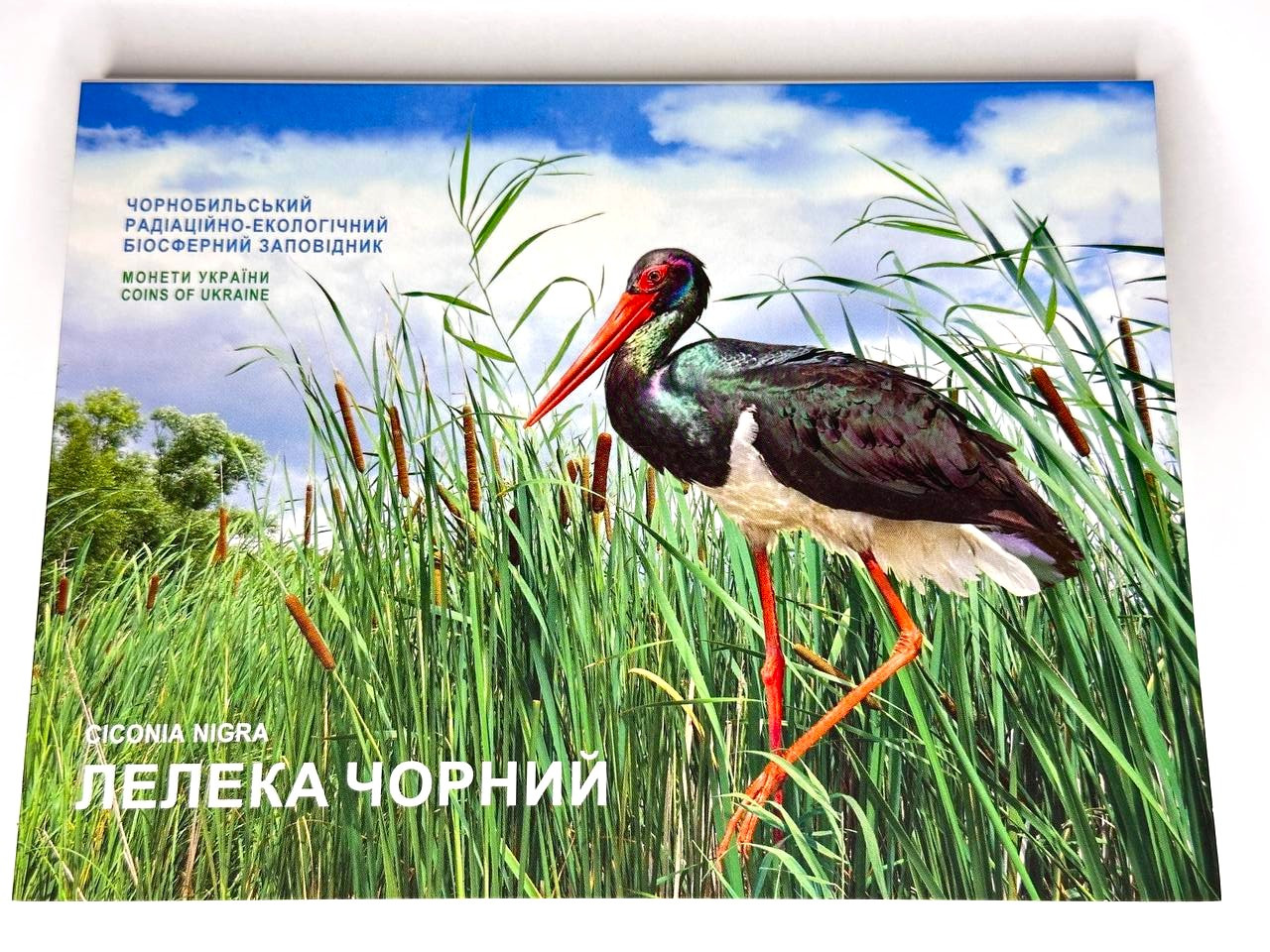 Монета Лелека чорний Чорнобиль. Відродження. У сувенірному пакованні
