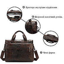 Сумка для ноутбука з тисненням під рептилію Vintage 14719 Коричнева, фото 4