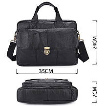 Портфель чоловічий шкіряний з замком Vintage 14801 Чорний, фото 4