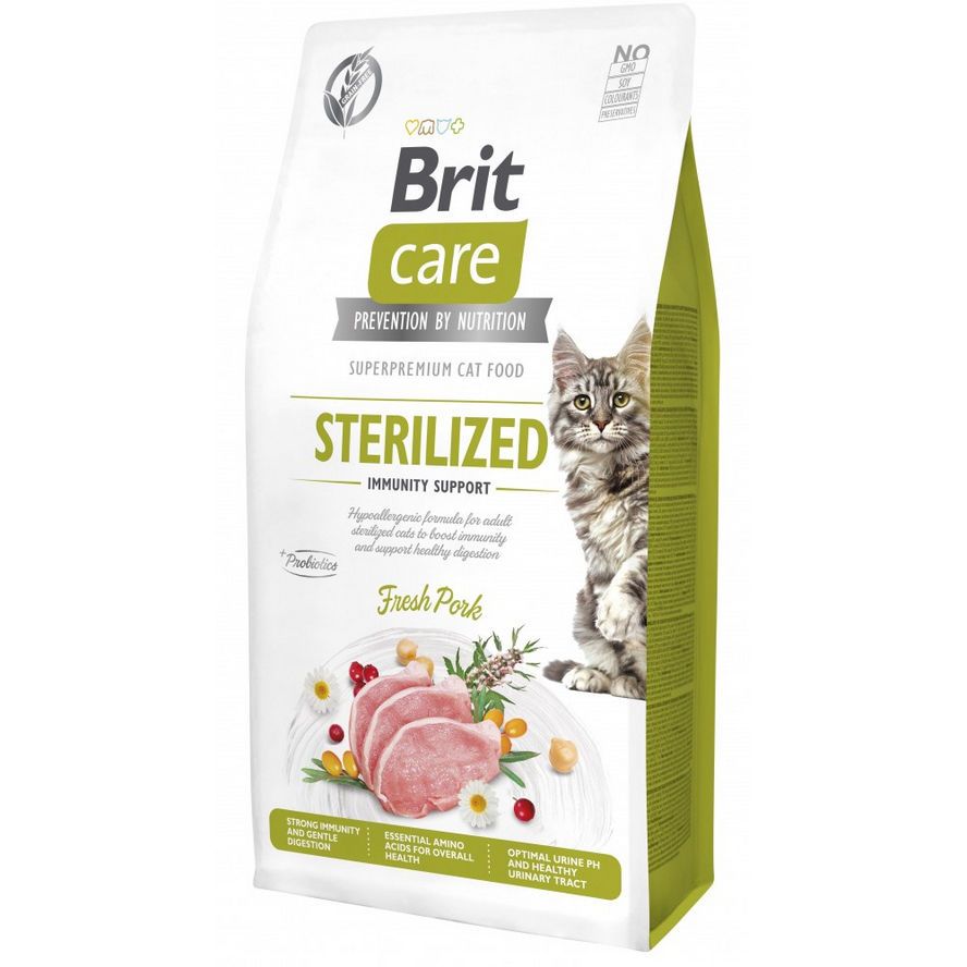 Сухий корм Brit Care Cat by Nutrition Sterilized Immunity Support для стерилізованих котів зі свининою 7 кг