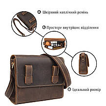 Сумка чоловіча-почтальонка в винтажной шкірі Vintage 14980 Коричнева, фото 4