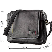 Чоловіча шкіряна сумка через плече SHVIGEL 19116 Чорна, фото 3