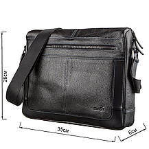 Ділова чоловіча сумка зі шкіри флотар на плече SHVIGEL 11244 Чорна, фото 3