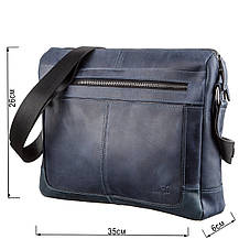 Ділова чоловіча шкіряна сумка на плече SHVIGEL 11249 Синя, фото 3