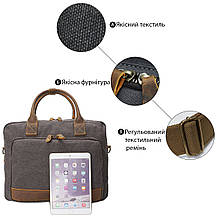 Сумка текстильна Vintage 20062 Сіра, фото 4