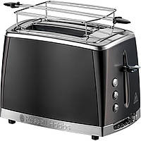 Russell Hobbs Тостер Matte Black 2 Slice, 1550Вт, нержавіюча сталь, підігрів, розморозка, чорний