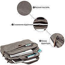 Сумка текстильна для ноутбука Vintage 20086 Сіра, фото 4