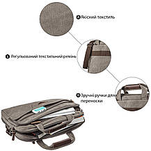 Сумка текстильна для ноутбука 15.6 Vintage 20087 Сіра, фото 5