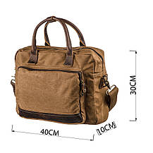 Текстильна сумка для ноутбука легка Vintage 20118 Коричнева, фото 3