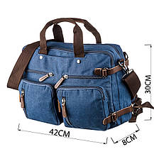 Сумка-трансформер текстильна велика Vintage 20153 Синя, фото 4