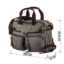 Сумка-трансоформер текстильна Vintage 20145 Сіра, фото 4