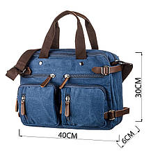 Сумка-трансоформер текстильна Vintage 20147 Синя, фото 3
