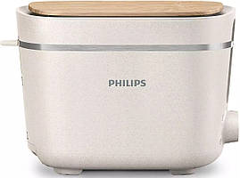Philips Тостер Series Eco Conscious Edition, 830Вт, біопластик, кришка від пилу, шовковий білий