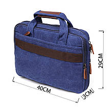 Сумка текстильна для ноутбука на два відділення Vintage 20179 Синя, фото 3