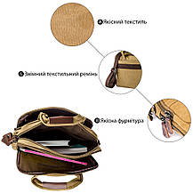 Сумка текстильна для ноутбука на два відділення Vintage 20181 Хакі, фото 4