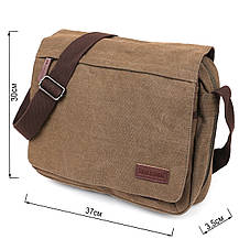 Текстильна сумка для ноутбука через плече Vintage 20187 Оливкова, фото 3