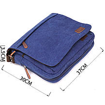 Текстильна сумка для ноутбука 13 дюймів через плече Vintage 20189 Синя, фото 3