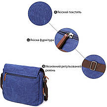 Текстильна сумка для ноутбука 13 дюймів через плече Vintage 20189 Синя, фото 4
