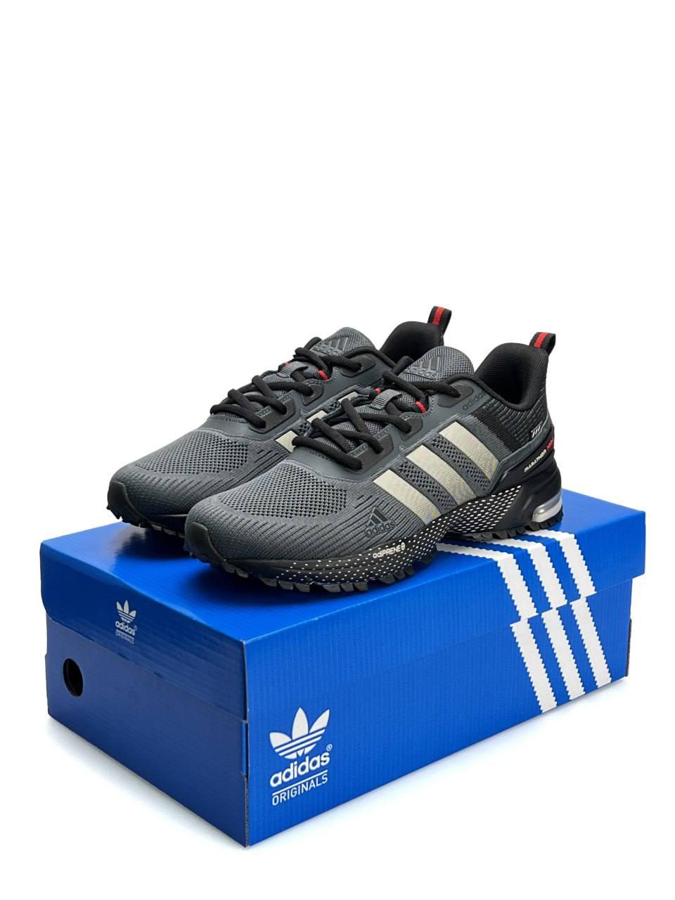 Чоловічі кросівки Adidas Marathon Pro+ Grey Black Сірі Взуття Адідас Маратон Про+ текстиль  демісезон