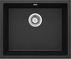 Deante Мийка кухонна Corda, граніт, прямокутник, без крила, 550х460х204мм, чаша - 1, накладна, металічний графіт