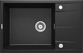 Deante Мийка кухонна Eridan, граніт, прямокутник, з крилом, 780х500х210мм, чаша - 1, накладна, металічний графіт