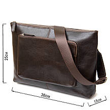 Шкіряна чоловіча прямокутна сумка для ноутбука GRANDE PELLE 11438 Коричневий, фото 3