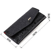 Фактурне жіноче лаковане портмоне з натуральної шкіри з тисненням під змію CANPELLINI 21700 Чорне, фото 3