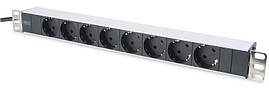 Digitus Блок розеток 1U, 8xSchuko, 16A, 250V, вилка Schuko