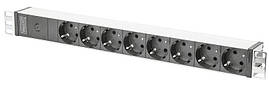 Digitus Пристрій розподілу електроживлення 1U, 8xSchuko, 10A, 250V, запобіжник, вилка C14
