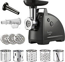 Tefal М'ясорубка HVB Plus, 2000Вт, 2.6кг/хв, 3 решітки, насадка для ковбас, кеббе, томатів, 5 терок, пластик/метал, чорний