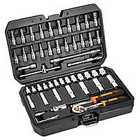 Neo Tools Набір інструментів, Набір торцевих головок, 73шт, 1/2", 1/4", CrV, кейс
